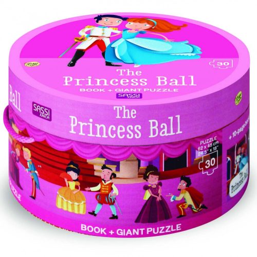 Sassi Fejlesztő játék kerek dobozban – padló puzzle és könyv, hercegnő
