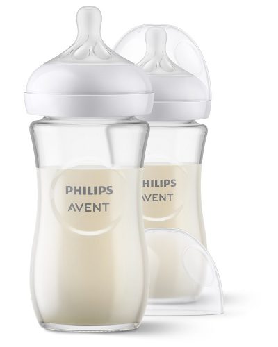 Philips AVENT SCY933/02 Natural Response üvegből készült cumisüveg 240 ml, 1hó+ 2 db