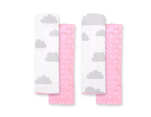 BabyLion Prémium Biztonsági öv védő - Minky - Rózsaszín felhők
