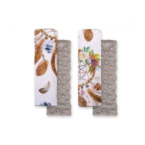   BabyLion Prémium Biztonsági öv védő - Minky - Barna - álomfogó