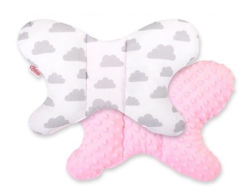 BabyLion Prémium Minky pillangó párna - Rózsaszín - felhők