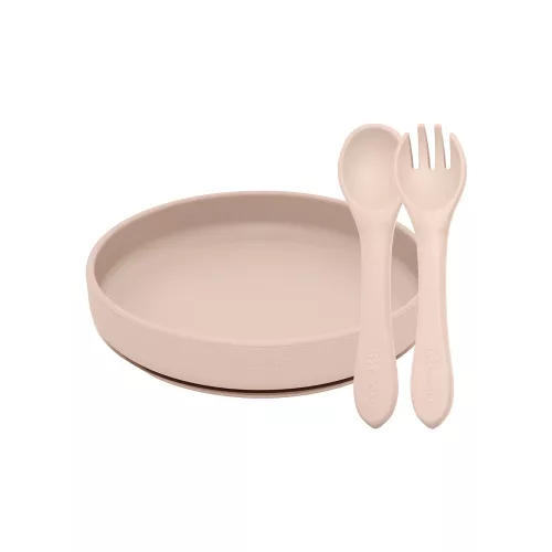 PETITE&MARS Szilikon 2 részes étkészlet TAKE&MATCH  tányér + evőeszközök Desert Sand 6hó+