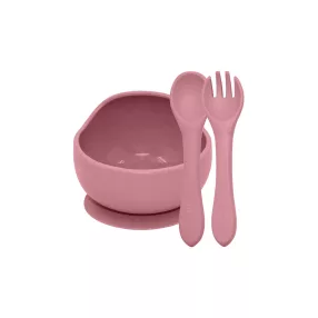   PETITE&MARS Szilikon 2 részes étkészlet TAKE&MATCH  tál + evőeszközök Dusty Rose 6hó+