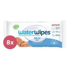   8x WATERWIPES Nedves törlőkendők, műanyagmentes 60 db ( 480 ks )